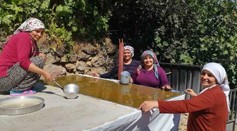 Erzincan Kemaliye'de kadınlar dutu imeceyle pestil ve pekmeze dönüştürüyor