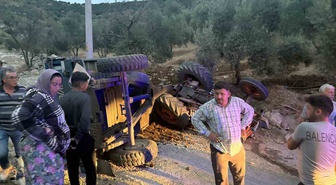Aydın Bozdoğan'da devrilen traktörde 1 kişi yaralandı, hastaneye kaldırıldı