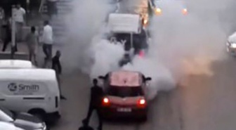 Ankara Keçiören'de lastik yakan sürücüye ceza uygulandı, 12 suç kaydı çıktı
