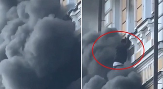 Kiev Bilimler Akademisi'ne dron saldırısında akademisyenler yangından kaçmak için pencerelerden atladı