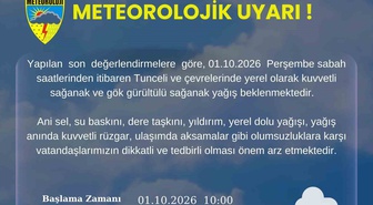 Meteoroloji, Tunceli'de 1 Ekim sabahından itibaren kuvvetli yağış uyarısında bulundu