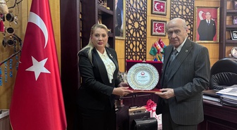 MHP Genel Başkanı Bahçeli, Türkiye Şehit Yakınları ve Gaziler Dayanışma Vakfı Başkanı Gürs ile görüştü