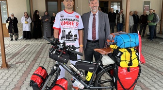 Murat Tecimen umre için Çanakkale'den 4 bin kilometre pedal çevirmeye başladı