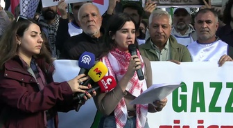 Filistin Eylem Komitesi Taksim'den Dolmabahçe'ye yürüdü, İsrail'e tam ambargo istedi