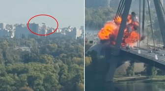 Rusya, Kiev'deki Kuzey Köprüsü'nü vurdu! O anlar saniye saniye kamerada