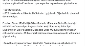 61 ilde son 5 günde siber suç operasyonunda 547 şüpheli yakalandı, 155'i tutuklandı