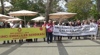 Sinop'ta Devrimci Emekliler Sendikası 'Sadaka istemiyoruz, hakkımızı istiyoruz' dedi