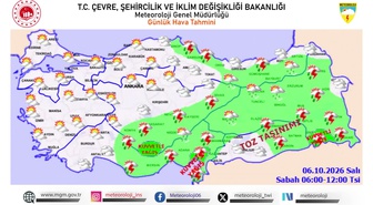 MGM, çok sayıda ilde kuvvetli yağış ve Güneydoğu'da toz taşınımı için uyardı