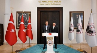 Erzurum Valisi Baruş, Kırklareli Valisi Turan'ı makamında ziyaret etti