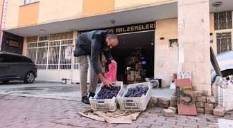 İnegöl'de 10 ton eriği satamayan Özgür Şimşek, bir kısmını ücretsiz dağıttı