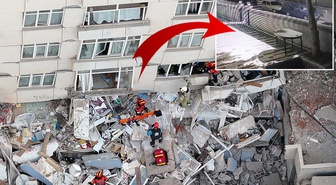 İstanbul'da 7 katlı binanın çökme anı kamerada