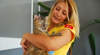 Antalya Kumluca'da yangında yanan kedi Luna, 2 aydan fazla tedaviyle sahibine kavuştu