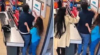 Kadın kasiyeri köşeye sıkıştırıp dehşeti yaşattı