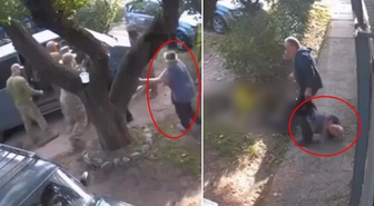 Ukrayna'da kan donduran görüntü! 74 yaşındaki kadını yere savurdu