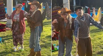 Ajda Pekkan, Tuzlu Kahve’ye konuk oldu! Kovboy kıyafetiyle halay çekti