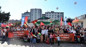 Samsun'da AGD ve MGV'nin Tufan Haftası'nda Gazze'deki soykırım protesto edildi