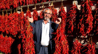 Bilecik Çukurören'de coğrafi işaretli kırmızıbiber duvarlarda kurutuluyor