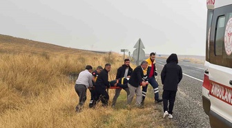 Diyarbakır Silvan'da lastiği patlayan pikap şarampole yuvarlandı, 1 kişi yaralandı
