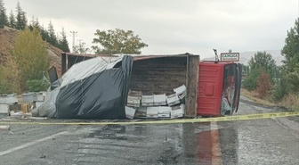 Malatya'da arı kovanı yüklü kamyonun devrilmesi sonucu 2 kişi yaralandı