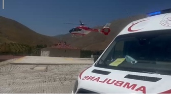 Van Bahçesaray'da yüksekten düşen şahıs ambulans helikopterle Van'a nakledildi