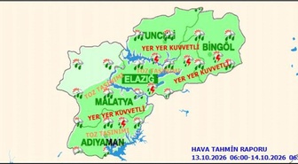 Meteoroloji Elazığ'da kuvvetli yağış ve toz taşınımına karşı uyardı