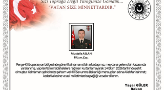 MSB: Piyade uzman çavuş Mustafa Aslan şehit oldu