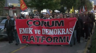 Çorum'da YENİ Parti, Halk TV'ye kayyım kararını yürüyüşle protesto etti