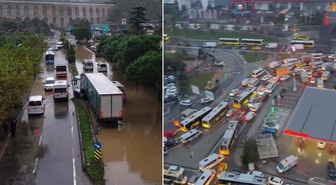 İstanbul'da araçlar suya gömüldü! Trafik kilitlendi