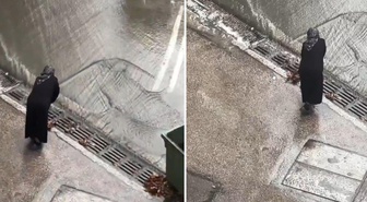 Şiddetli yağmura teslim olan kentte takdir toplayan görüntü