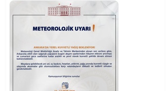 Ankara Valiliği, akşamdan itibaren kuvvetli yağışa karşı vatandaşlara uyarıda bulundu