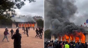 Fransa’da protestolar şiddetlendi! Tarihi bina ateşe verildi, belediye basıldı