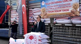 Gelibolu Ziraat Odası ve İl Tarım 52 üreticiye 61 ton buğday tohumu dağıttı