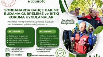 Kayseri İl Tarım ve Orman Müdürlüğü bahçe bakımı eğitimini 2-6 Kasım'da düzenliyor