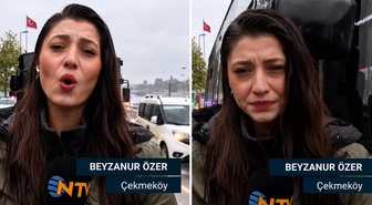 Muhabirin zor anları! Canlı yayında kafasına İETT otobüsünün aynası çarptı