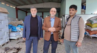 Dumandağ sel zararını inceledi, yem fabrikasında üyelere destek sözü verdi