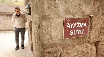 Aksaray Güzelyurt'ta Ayazma Suyu 35 basamakla inilen yerde akmaya devam ediyor