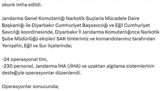 Diyarbakır'da 35 yasa dışı kenevir alanı imha edildi, 48 bin 579 kök yok edildi