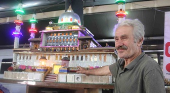 Ordu'da 65 yaşındaki vatandaş 400 kiloluk cami maketini 2 yılda yaptı
