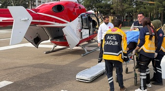 Şırnak Silopi'de 56 yaşındaki yanıklı hasta, Diyarbakır'a helikopterle sevk edildi