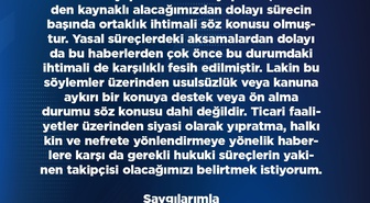 AK Parti Kayseri İl Başkanı Okandan, işletmeyle resmi ortaklığı olmadığını açıkladı
