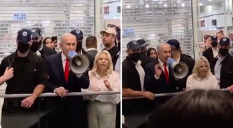Netanyahu alışveriş merkezinde megafonla insanları oy kullanmaya çağırdı