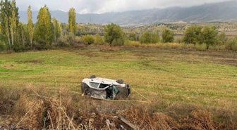 Malatya Doğanşehir'de şarampole devrilen otomobilde 2 kişi yaralandı