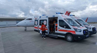 Muş'ta tedavi gören 20 haftalık Ertuğrul bebek uçak ambulansla İstanbul'a sevk edildi
