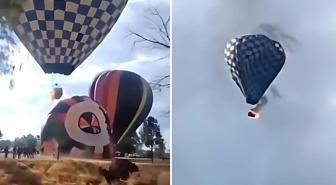 Alevler içinde kalan sıcak hava balonundan düşen adam feci şekilde can verdi