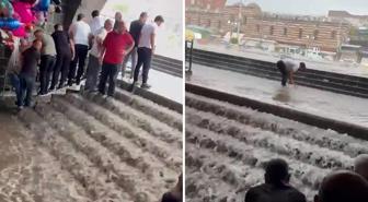 Diyarbakır'da dolu ve sağanak hayatı felç etti! Ulu Cami şelaleye döndü