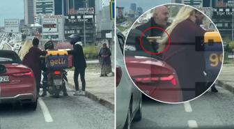 Trafikte pes dedirten anlar! Tartıştığı kuryeye silah doğrulttu