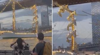 Meksika donanmasına ait gemi Brooklyn Köprüsüne çarptı