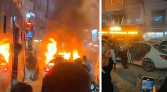 Şampiyonluk kutlamasında atılan havai fişek araca isabet etti