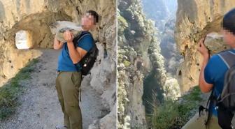 Kaya parçasını vadiye fırlatan turiste rekor ceza