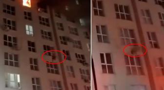 Yangın sırasında panik yapan kadın 8. kattan atladı